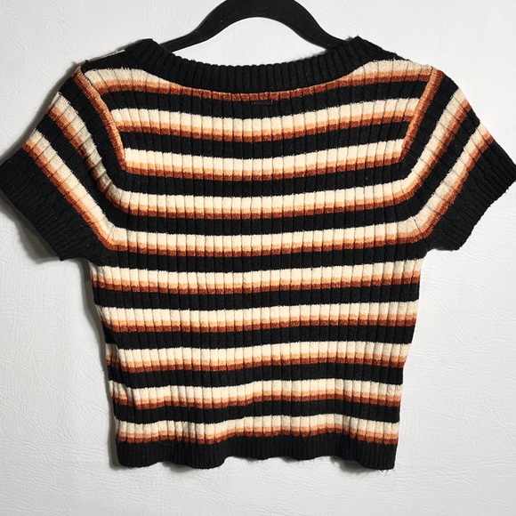 Volcom Black Orange Cream Striped Knit Top Small - Picture 4 of 9